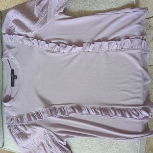 Women's Ava Rose Ribbed Ruffle Blouse Lavender XL NWT